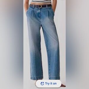 J. Crew Essential Cotton Jeans Wide Legs High Rise Ruth Blue Wash Plus Size 36W